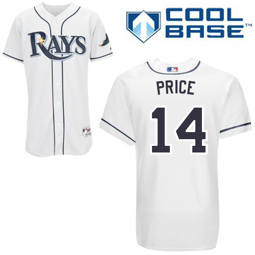 David Price #14 MLB Jersey-Tampa Bay Rays Men's Authentic Home White Cool Base Baseball Jersey